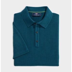 NWT Vineyard Vines On-The-Go MERINO WOOL Performance Polo Sz L in Mallard Blue